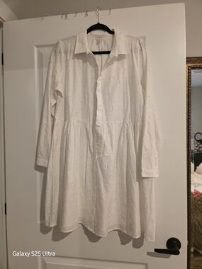 J. Crew White Eyelet Button-Front Shirt Dress
